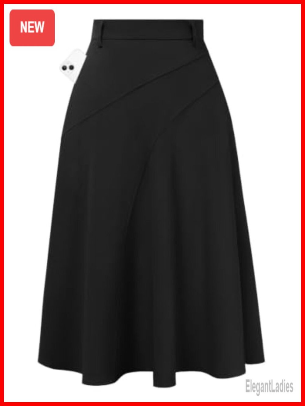 Women's Business Casual Midi Skirt High Waist Flowy A-Line with Pockets